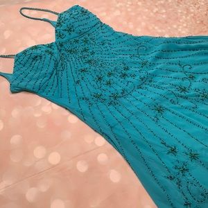 Aspeed Turquoise Beaded Fairy Cocktail Dress S